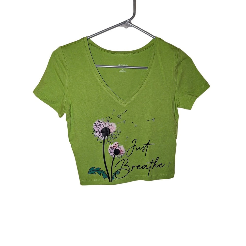 Wild Fable Womens Lime Green Short Sleeve Crewneck Basic Tee Size M